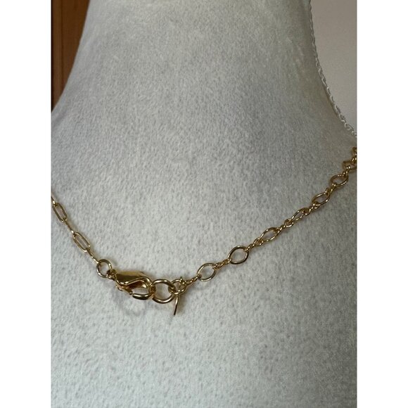 Liz Claiborne Gold Chain Necklace With Amber Tortoise Shell Pendant Toggle Clasp - Picture 6 of 8